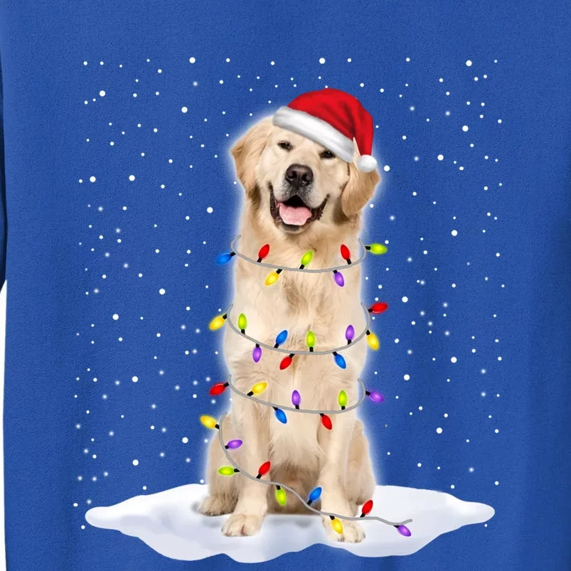 Golden Retriever Santa Christmas Tree Lights Xmas Cool Gift Tall Sweatshirt