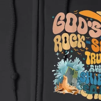 GodS Rock Solid Breaker Rock Beach Vbs 2024 Christian Full Zip Hoodie