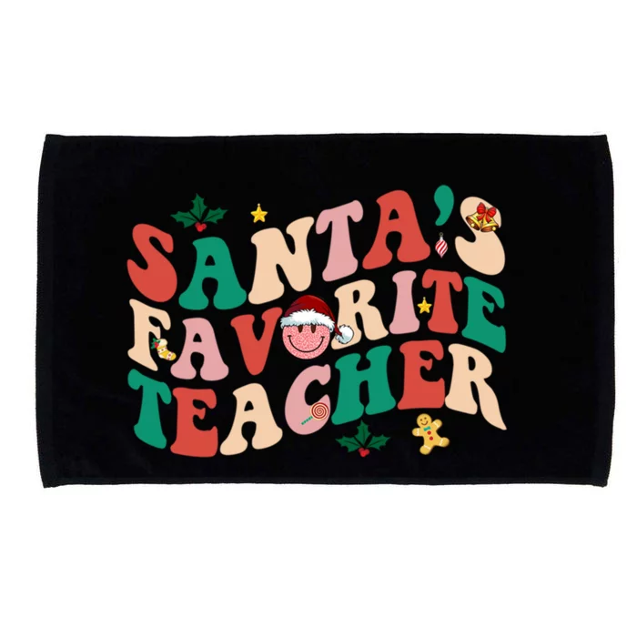 Groovy Retro Santas Favorite Teacher Christmas Gift Microfiber Hand Towel