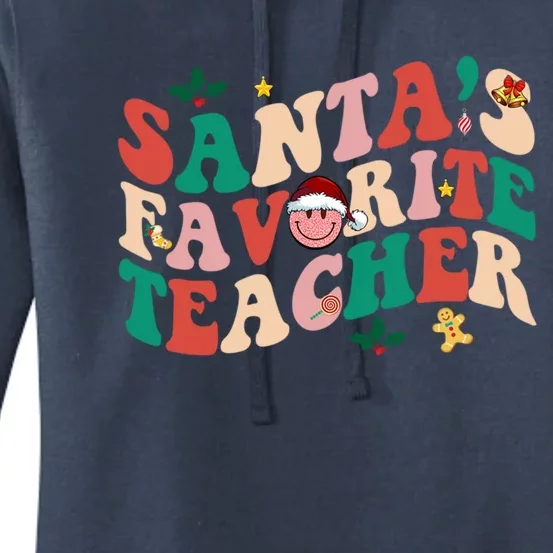 Groovy Retro Santas Favorite Teacher Christmas Gift Women's Pullover Hoodie