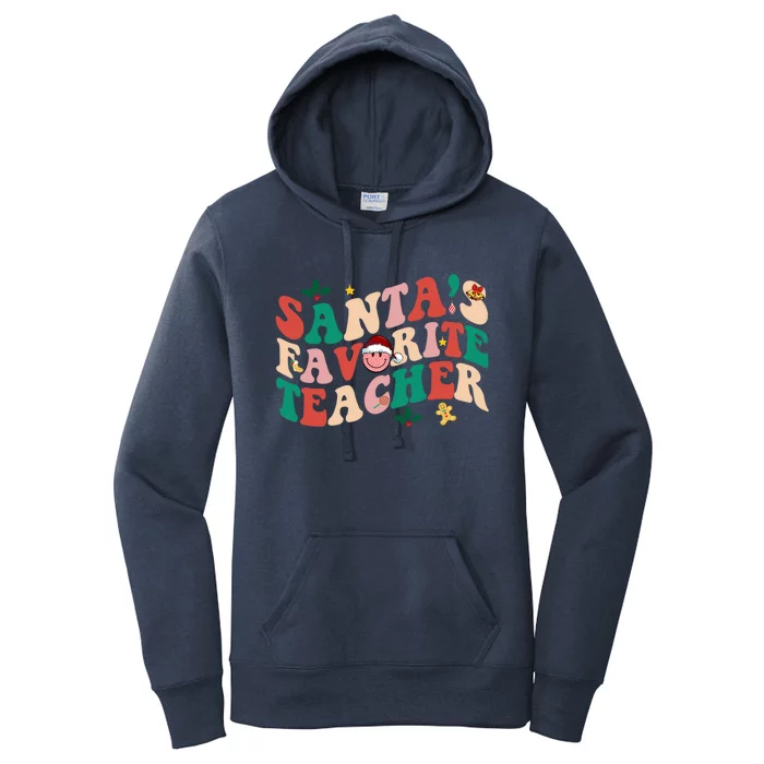 Groovy Retro Santas Favorite Teacher Christmas Gift Women's Pullover Hoodie