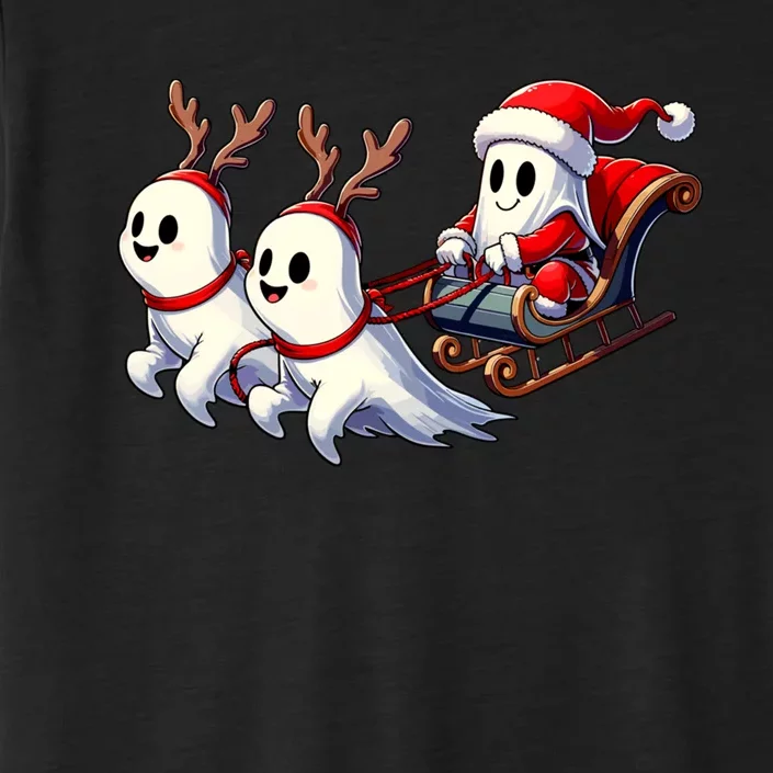 Ghost Reindeer Santa Sleigh Funny Halloween Christmas Mashup ChromaSoft Performance T-Shirt