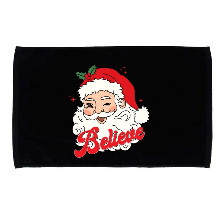 Groovy Retro Santa Claus Believe Christmas Microfiber Hand Towel