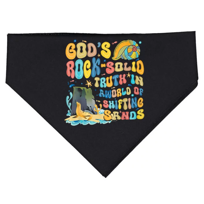 GodS Rock Solid Breaker Rock Beach Vbs 2024 Christian Trending Design USA-Made Doggie Bandana