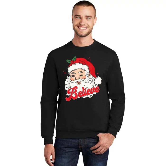 Groovy Retro Santa Claus Believe Christmas Wo Kid Sweatshirt