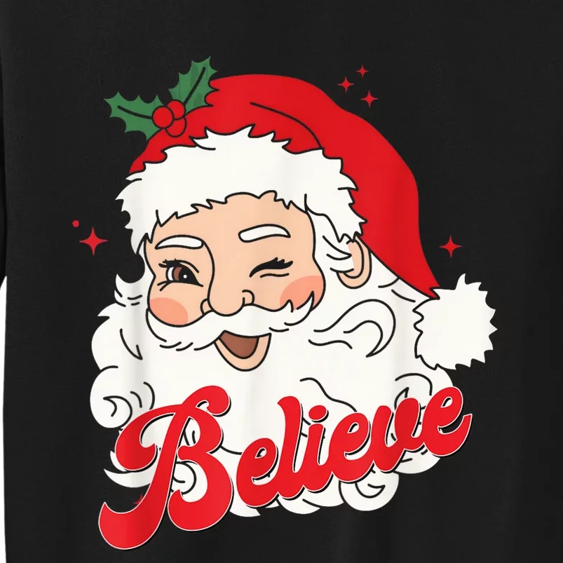 Groovy Retro Santa Claus Believe Christmas Wo Kid Sweatshirt