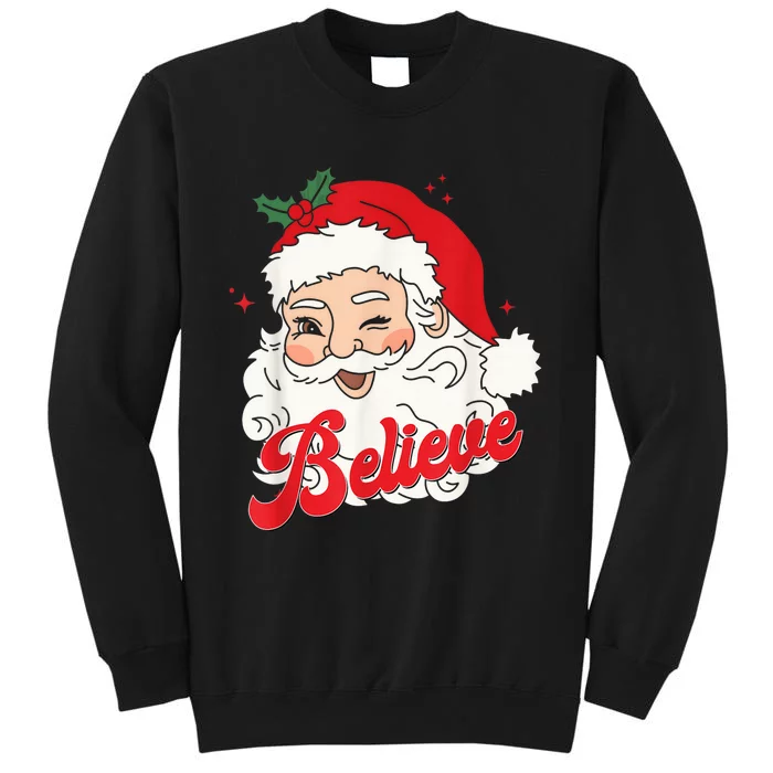 Groovy Retro Santa Claus Believe Christmas Wo Kid Sweatshirt