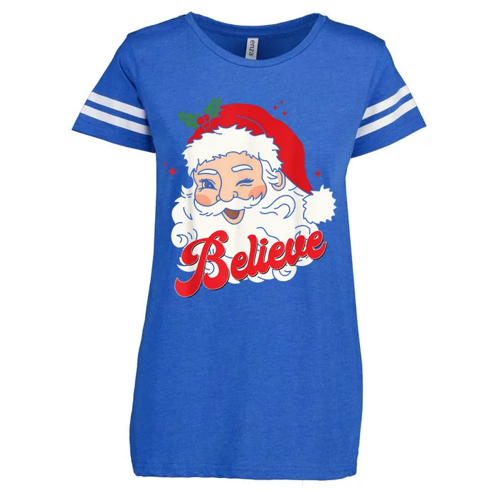 Groovy Retro Santa Claus Believe Christmas Wo Kid Enza Ladies Jersey Football T-Shirt