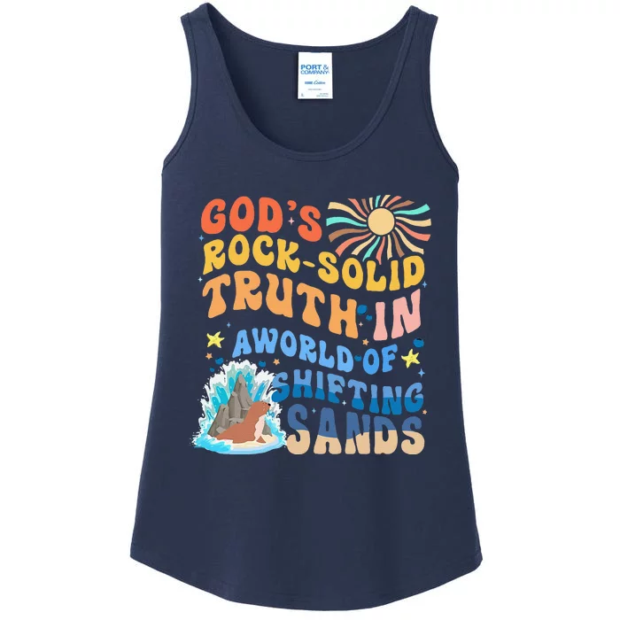 GodS Rock Solid Breaker Rock Beach Vbs 2024 Christian Ladies Essential Tank