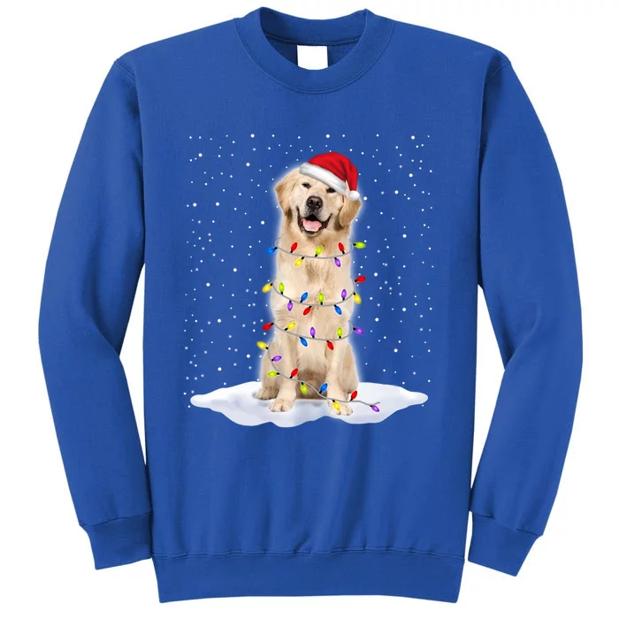 Golden Retriever Santa Christmas Tree Lights Xmas Gift Tall Sweatshirt