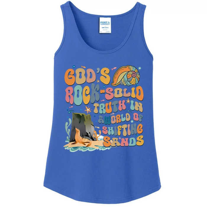 GodS Rock Solid Breaker Rock Beach Vbs 2024 Christian Gift Ladies Essential Tank