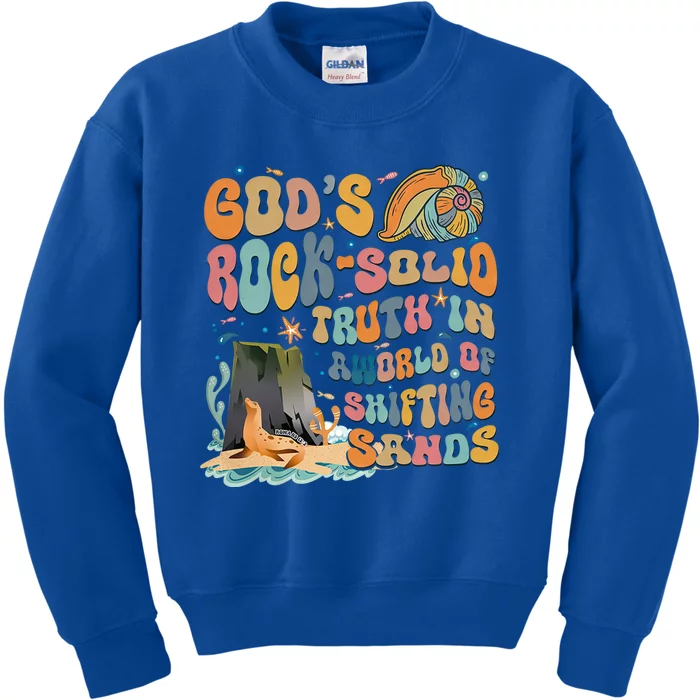 GodS Rock Solid Breaker Rock Beach Vbs 2024 Christian Gift Kids Sweatshirt