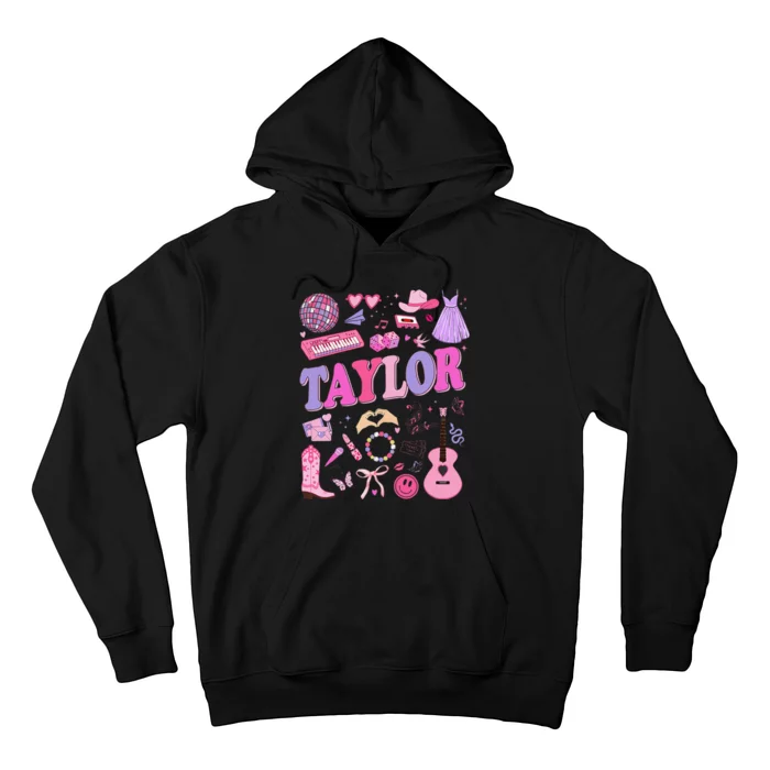 Girl Retro Taylor First Name Personalized Groovy 70S 80S Hoodie