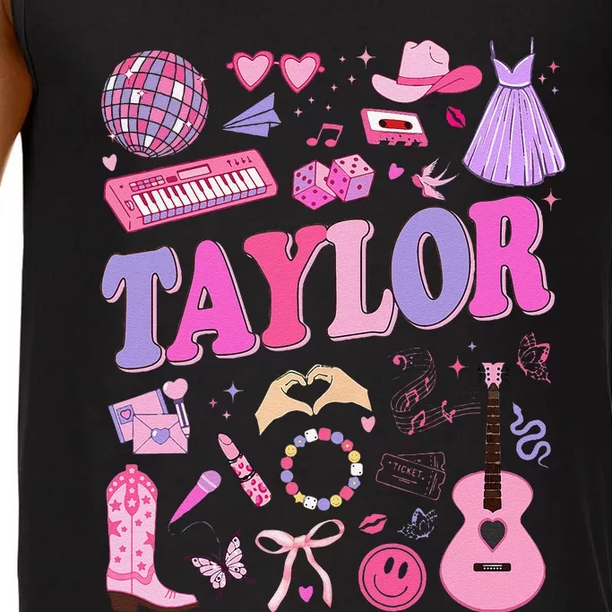 Girl Retro Taylor First Name Personalized Groovy 70S 80S Comfort Colors® Tank Top