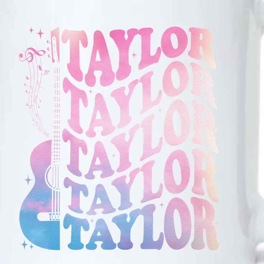 Girl Retro Taylor First Name Personalized Groovy 80s Black Color Changing Mug