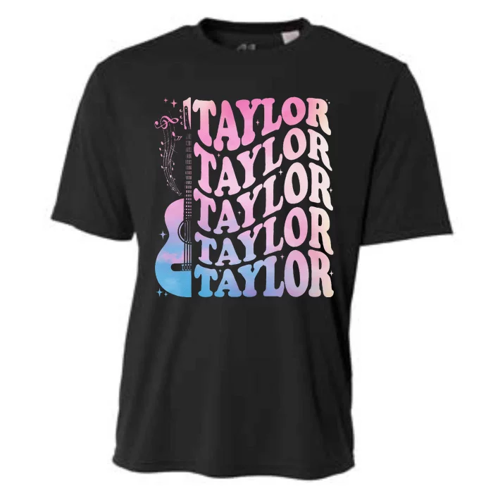 Girl Retro Taylor First Name Personalized Groovy 80s Cooling Performance Crew T-Shirt