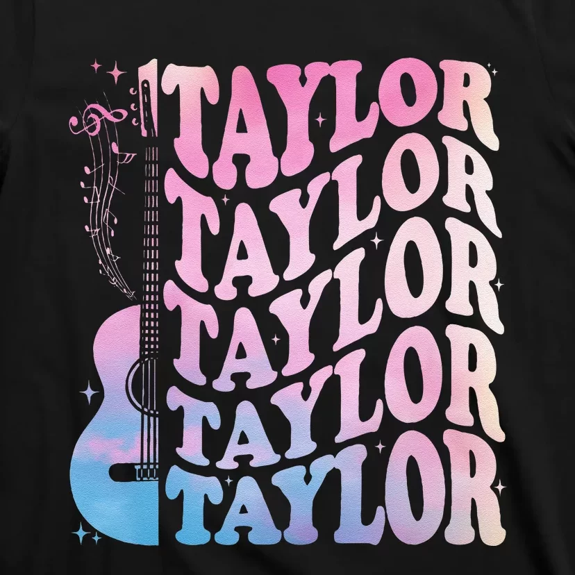 Girl Retro Taylor First Name Personalized Groovy 80s T-Shirt