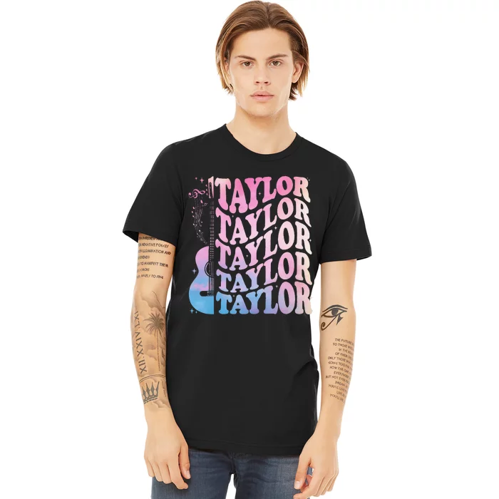 Girl Retro Taylor First Name Personalized Groovy 80s Premium T-Shirt