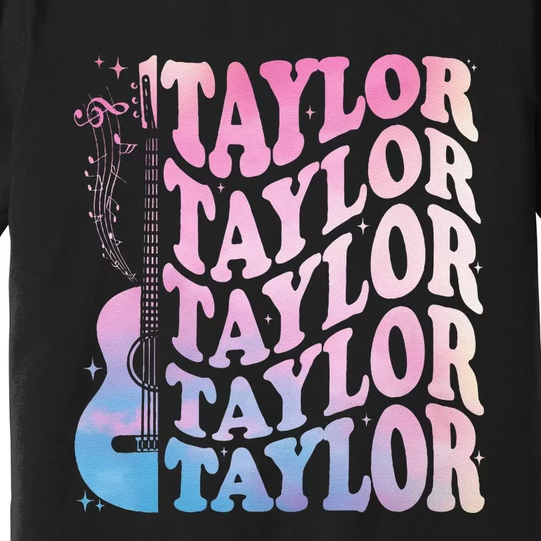 Girl Retro Taylor First Name Personalized Groovy 80s Premium T-Shirt