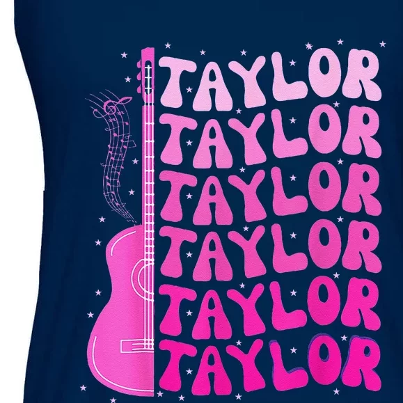 Girl Retro Taylor First Name Personalized Birthday Groovy Ladies Essential Flowy Tank