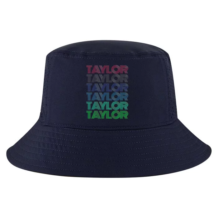 Girl Retro Taylor First Name Personalized Groovy 80S Pink Cool Comfort Performance Bucket Hat