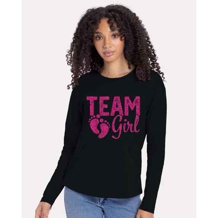 Gender Reveal Team Girl Pink Womens Cotton Relaxed Long Sleeve T-Shirt