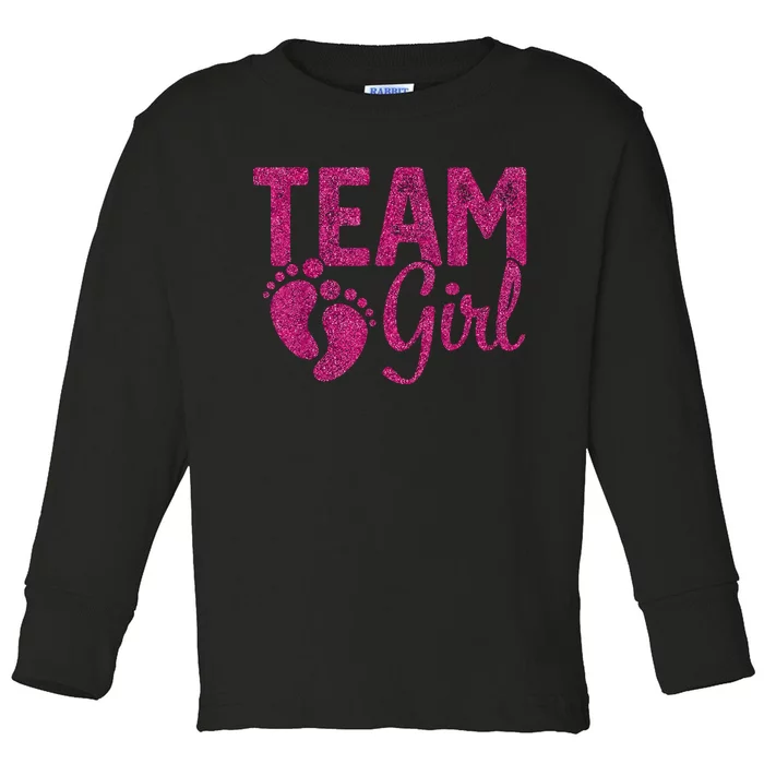 Gender Reveal Team Girl Pink Toddler Long Sleeve Shirt