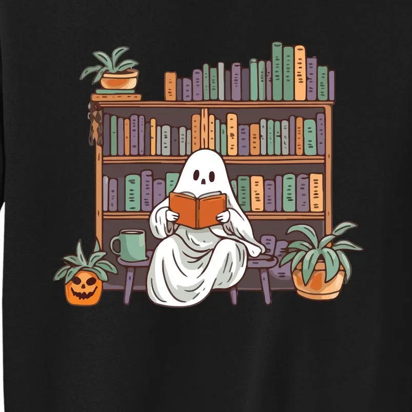 Ghost Reading Teacher Halloween Librarian Book Lover Reading Tall Sweatshirt