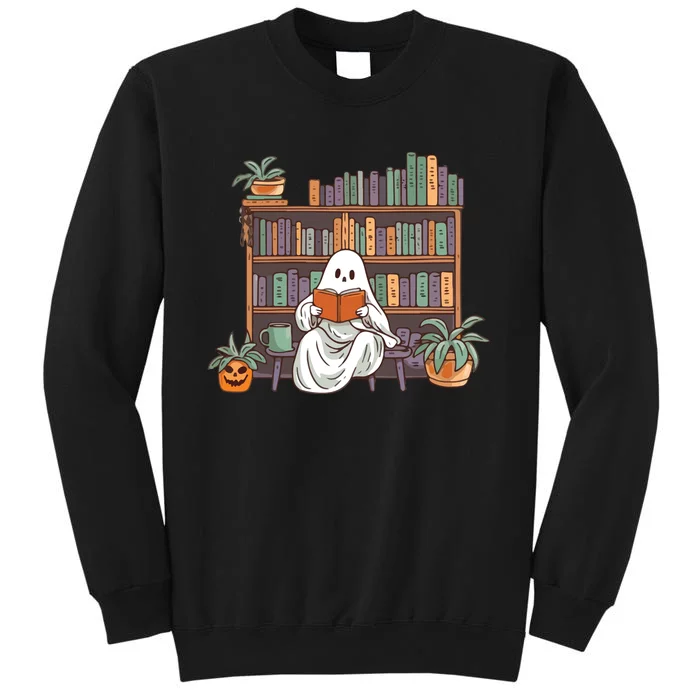 Ghost Reading Teacher Halloween Librarian Book Lover Reading Tall Sweatshirt