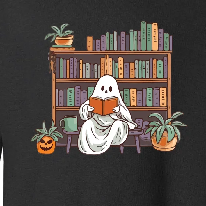 Ghost Reading Teacher Halloween Librarian Book Lover Reading Toddler Sweatshirt