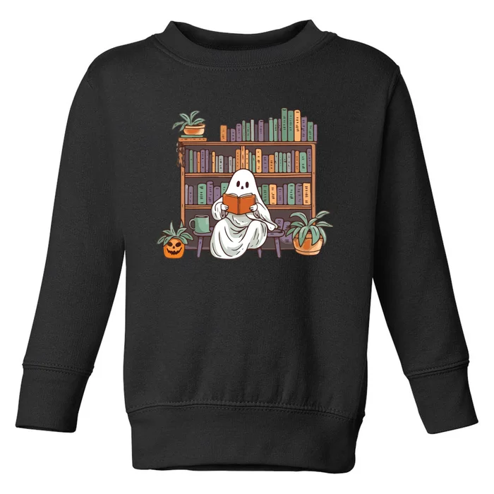 Ghost Reading Teacher Halloween Librarian Book Lover Reading Toddler Sweatshirt