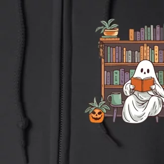 Ghost Reading Teacher Halloween Librarian Book Lover Reading Full Zip Hoodie