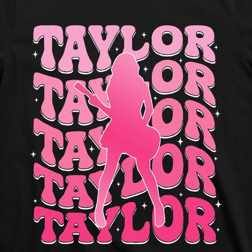 Girl Retro Taylor First Name Personalized Groovy 80S T-Shirt