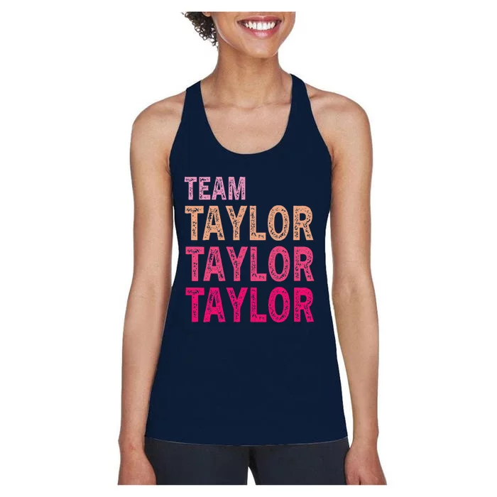 Girl Retro Taylor First Name Personalized Groovy Birthday Women's Racerback Tank