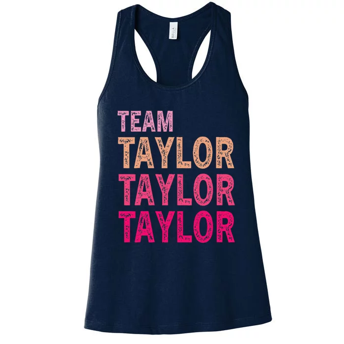 Girl Retro Taylor First Name Personalized Groovy Birthday Women's Racerback Tank