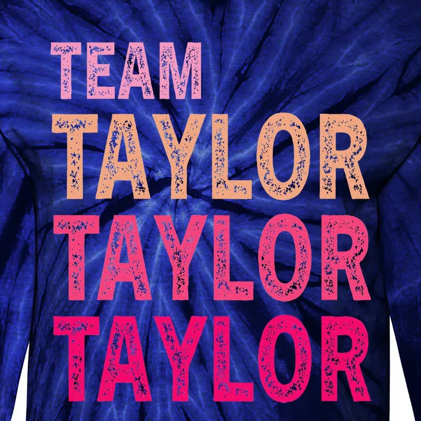 Girl Retro Taylor First Name Personalized Groovy Birthday Tie-Dye Long Sleeve Shirt