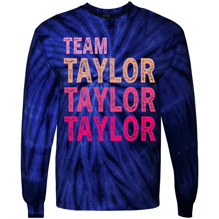 Girl Retro Taylor First Name Personalized Groovy Birthday Tie-Dye Long Sleeve Shirt