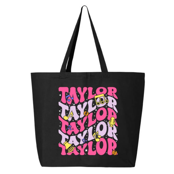 Girl Retro Taylor First Name Personalized Birthday Groovy 25L Jumbo Tote