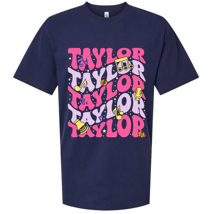 Girl Retro Taylor First Name Personalized Birthday Groovy Sueded Cloud Jersey T-Shirt