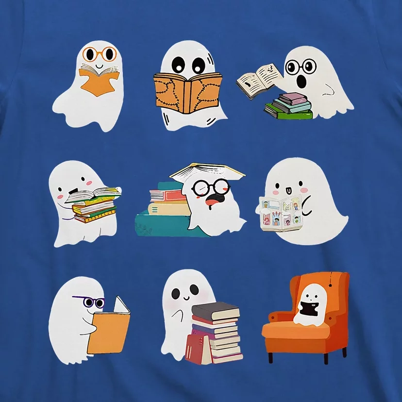 Ghost Reading Teacher Halloween Librarian Book Lover School T-Shirt