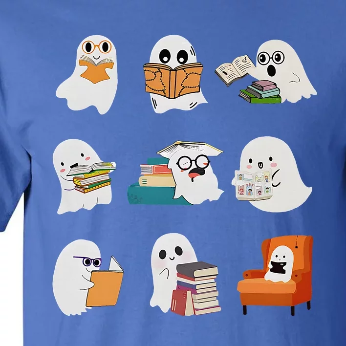 Ghost Reading Teacher Halloween Librarian Book Lover School Tall T-Shirt