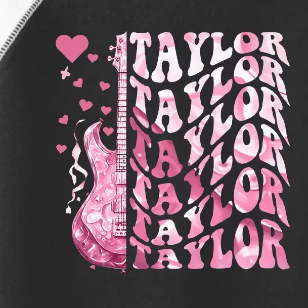 Girl Retro Taylor First Name Personalized Groovy Birthday Toddler Fine Jersey T-Shirt