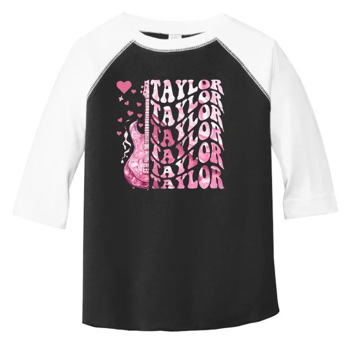 Girl Retro Taylor First Name Personalized Groovy Birthday Toddler Fine Jersey T-Shirt