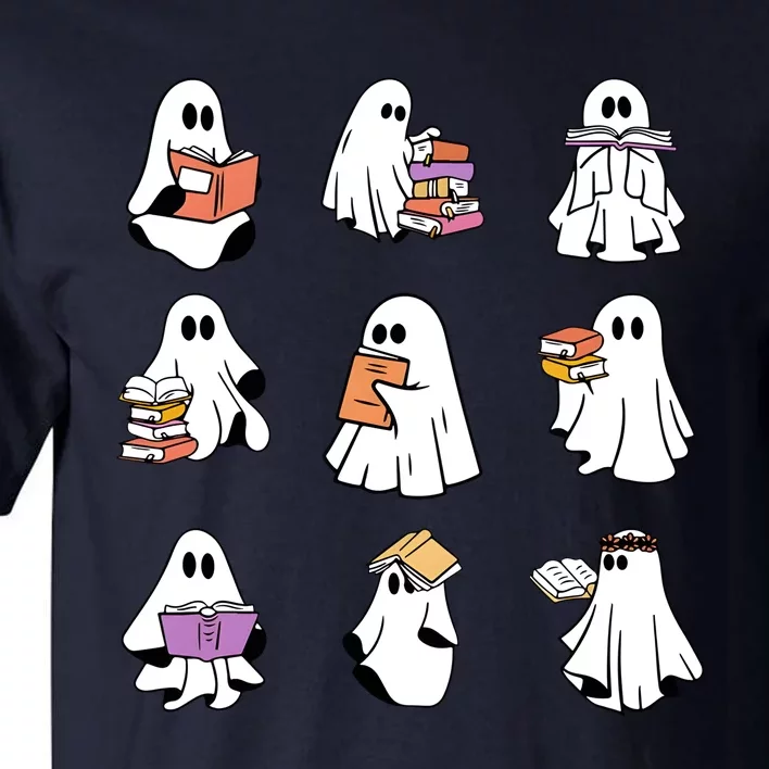 Ghost Reading Teacher Halloween Books Teacher Tall T-Shirt