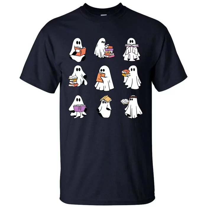 Ghost Reading Teacher Halloween Books Teacher Tall T-Shirt