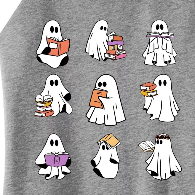 Ghost Reading Teacher Halloween Books Teacher Women’s Perfect Tri Rocker Tank