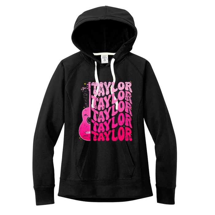 Girl Retro Taylor First Name Personalized Women's Fleece Hoodie