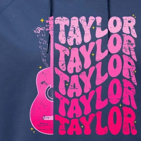 Girl Retro Taylor First Name Personalized Performance Fleece Hoodie