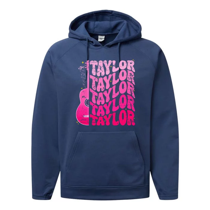 Girl Retro Taylor First Name Personalized Performance Fleece Hoodie