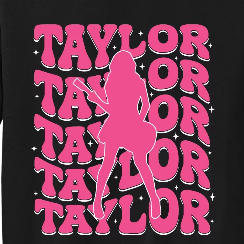 Girl Retro Taylor First Name Personalized Groovy 80s Tall Sweatshirt